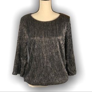 3/$10🙌  Silver Metallic Dress Top -sz PL